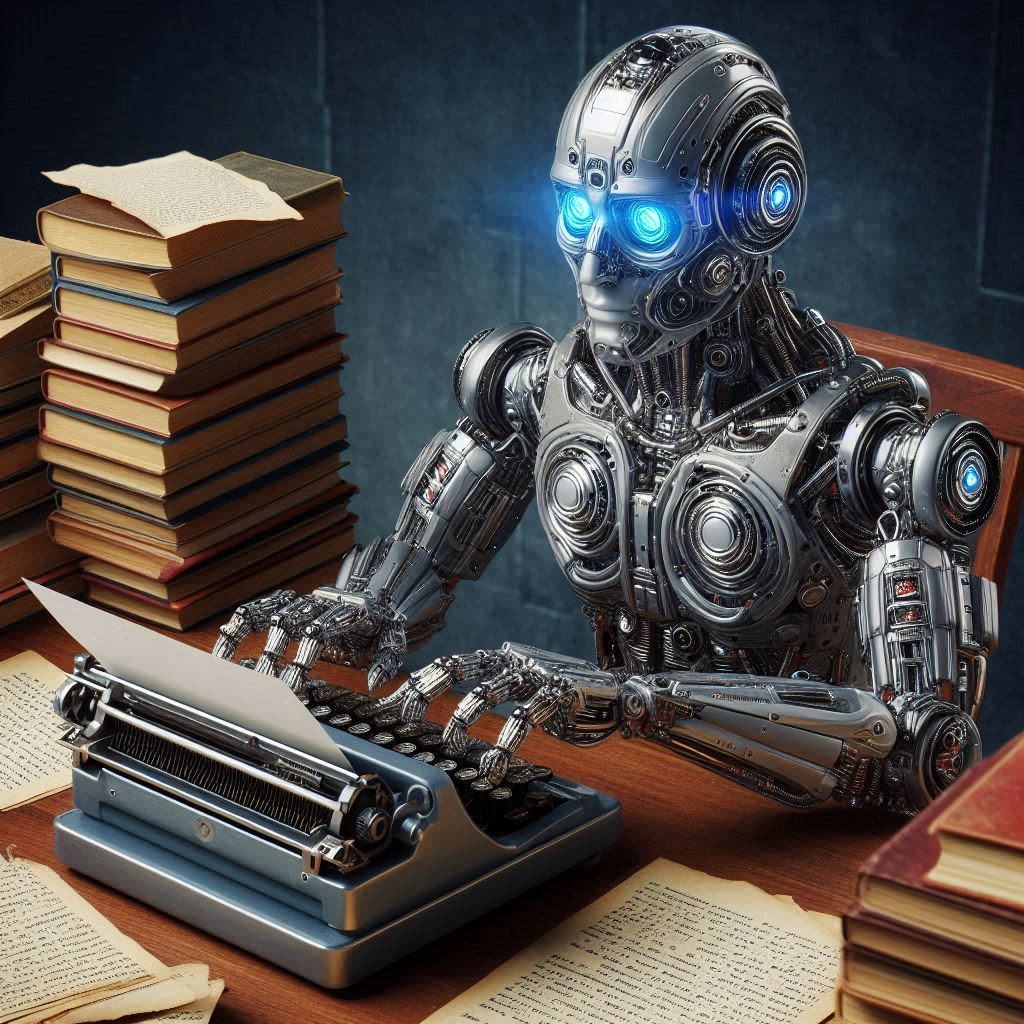 robot writing text