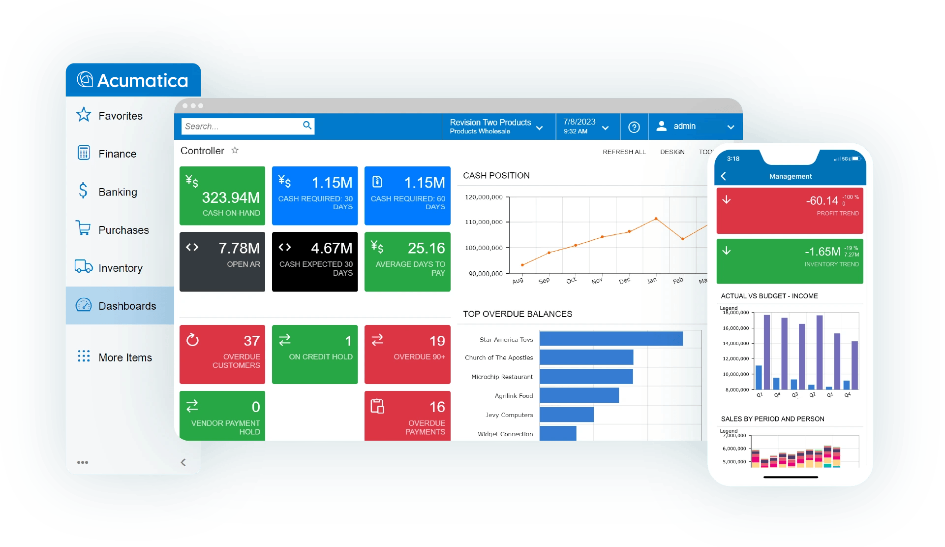 Acumatica ERP dashboard screen shot 