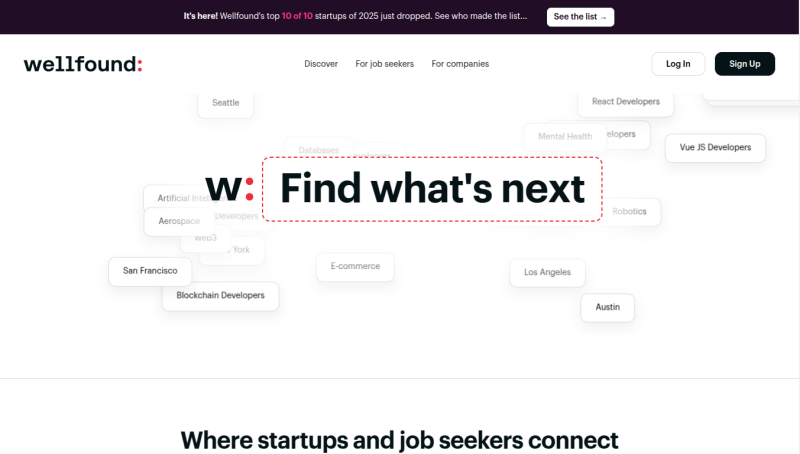 Wellfound (ex-AngelList): Startup-focused with  ATS and messages options.